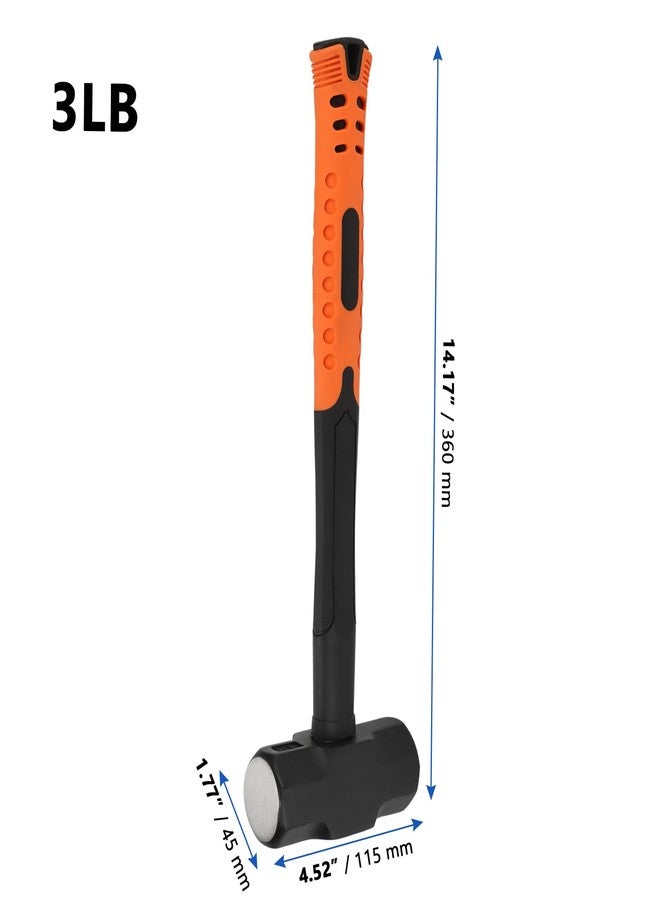 MANCHAP 2 PCS 14 Inch 3lbs Sledge Hammer with Fiberglass Handle, Drilling Crack Hammer, Club Hammer Tool for Demolition, Construction, Renovation, Orange - Image 2