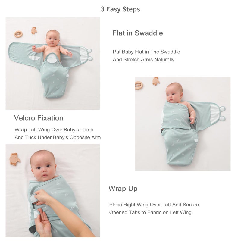 insular Baby Swaddle Wrap, Swaddle Blanket for Newborn and Infant, Adjustable Swaddle Set for Boy and Girl, Soft Cotton Baby Sleep Sack 3 Pack (Small(0-3 Month), Rainbow) - Image 5