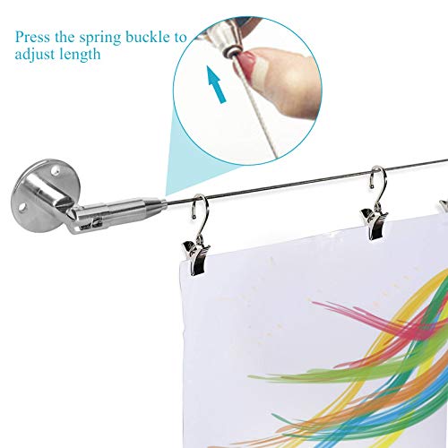OTTFF 2 Pack 6.5ft Stainless Steel Suspension Hanger Cable, Wire with 20 Clips for Hanging Photos, Picture, Art Wall Decor Load 66 lbs - Image 4