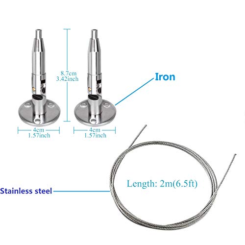 OTTFF 2 Pack 6.5ft Stainless Steel Suspension Hanger Cable, Wire with 20 Clips for Hanging Photos, Picture, Art Wall Decor Load 66 lbs - Image 5