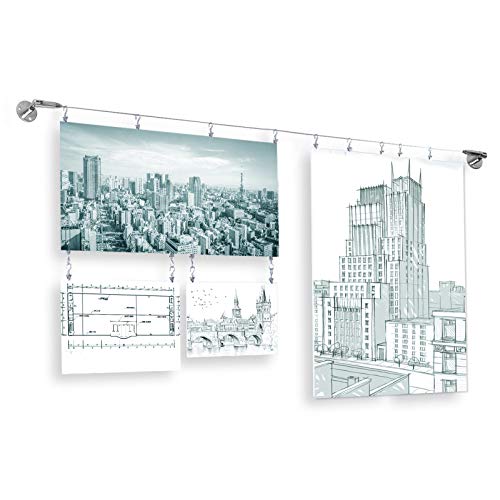 OTTFF 2 Pack 6.5ft Stainless Steel Suspension Hanger Cable, Wire with 20 Clips for Hanging Photos, Picture, Art Wall Decor Load 66 lbs - Image 2