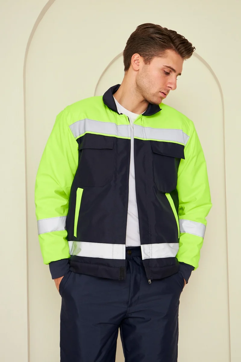 Orange Safety Cold Weather Work Jacket Set Water and Wind Repellent