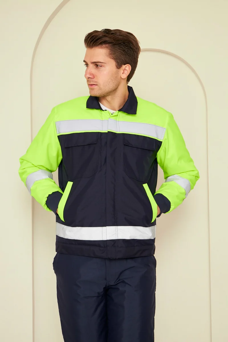 Orange Safety Cold Weather Work Jacket Set Water and Wind Repellent
