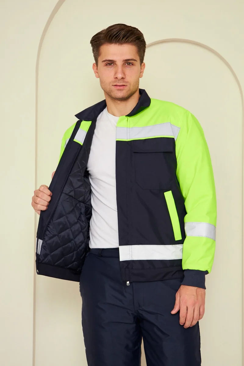 Orange Safety Cold Weather Work Jacket Set Water and Wind Repellent