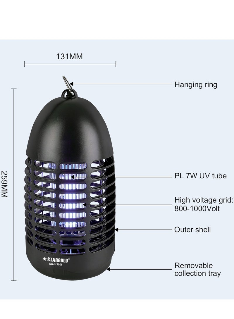 ستارجولد قاتل الحشرات بالأشعة فوق البنفسجية، قاتل البعوض 7 وات للمطعم، المكتب، المطبخ، غرفة النوم - أسود - Image 2