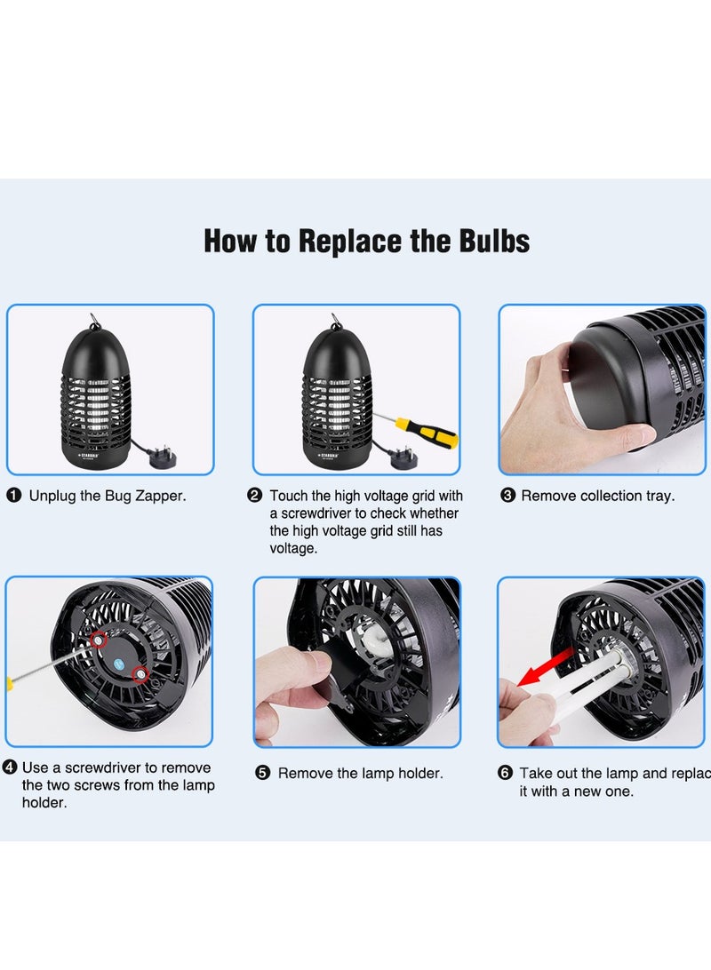 ستارجولد قاتل الحشرات بالأشعة فوق البنفسجية، قاتل البعوض 7 وات للمطعم، المكتب، المطبخ، غرفة النوم - أسود - Image 5