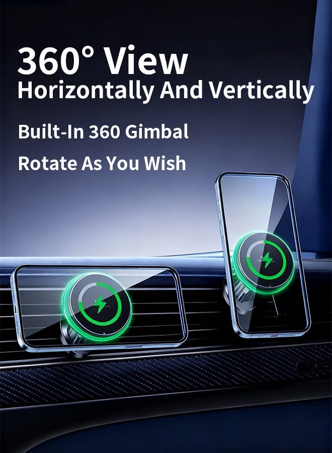 REMAX 15W Magnetic Wireless Car Charger Mount for iPhone 15/14/13/12 Series, Strong Magnetic Phone Holder with 360° Adjustable Aluminum Arm, Compatible with MagSafe, Universal for All Vehicles - Image 5