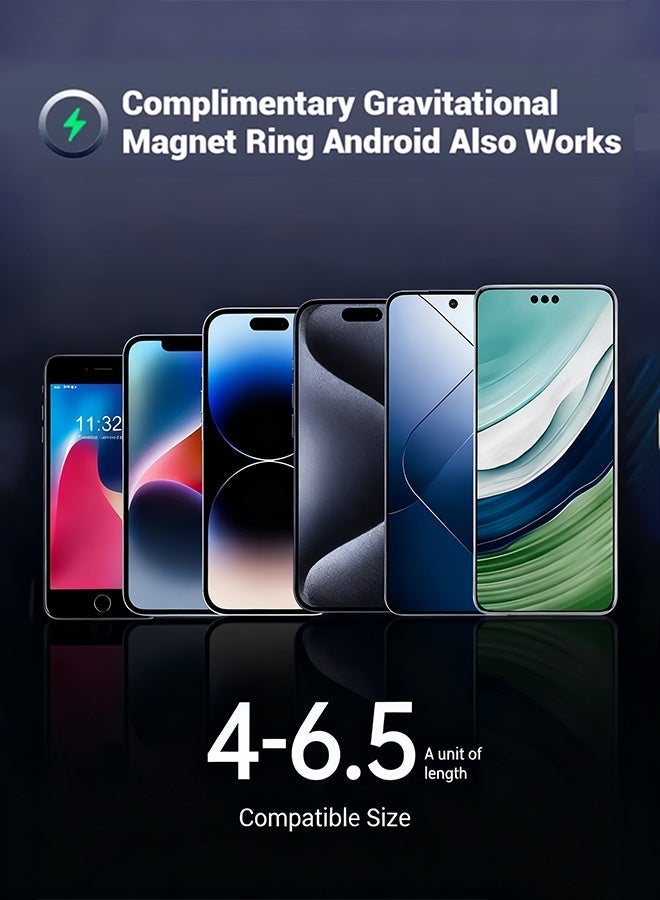 REMAX 15W Magnetic Wireless Car Charger Mount for iPhone 15/14/13/12 Series, Strong Magnetic Phone Holder with 360° Adjustable Aluminum Arm, Compatible with MagSafe, Universal for All Vehicles - Image 2