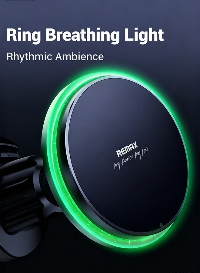 REMAX 15W Magnetic Wireless Car Charger Mount for iPhone 15/14/13/12 Series, Strong Magnetic Phone Holder with 360° Adjustable Aluminum Arm, Compatible with MagSafe, Universal for All Vehicles - Image 4