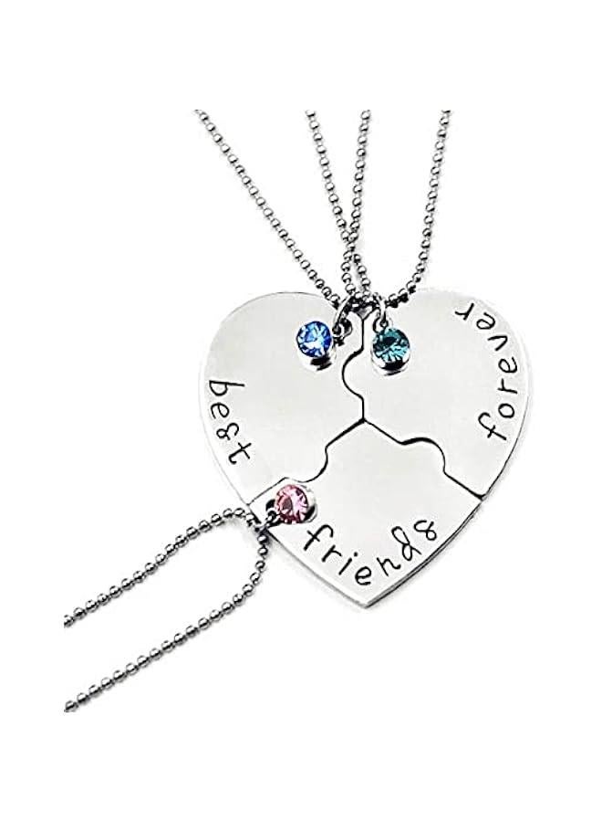 Best Friends Forever and Ever Necklace with Crystal Broken Heart Charm Pendant Set Friendship Necklace - Image 1