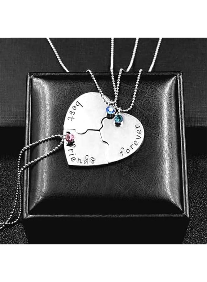 Best Friends Forever and Ever Necklace with Crystal Broken Heart Charm Pendant Set Friendship Necklace - Image 3