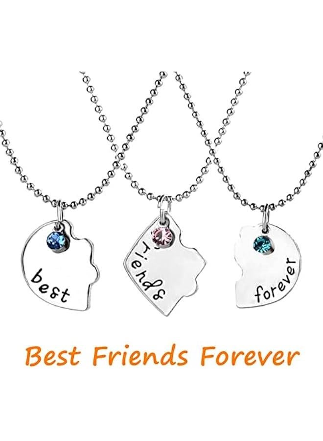 Best Friends Forever and Ever Necklace with Crystal Broken Heart Charm Pendant Set Friendship Necklace - Image 2