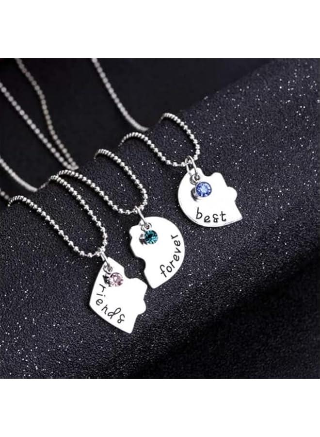 Best Friends Forever and Ever Necklace with Crystal Broken Heart Charm Pendant Set Friendship Necklace - Image 4