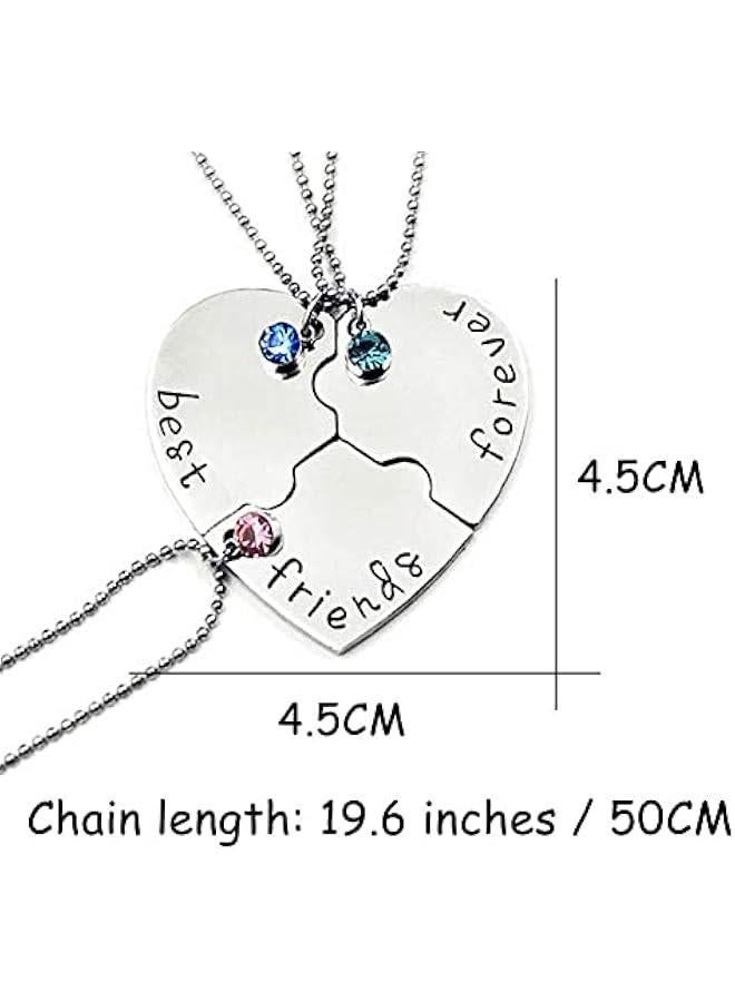 Best Friends Forever and Ever Necklace with Crystal Broken Heart Charm Pendant Set Friendship Necklace - Image 5