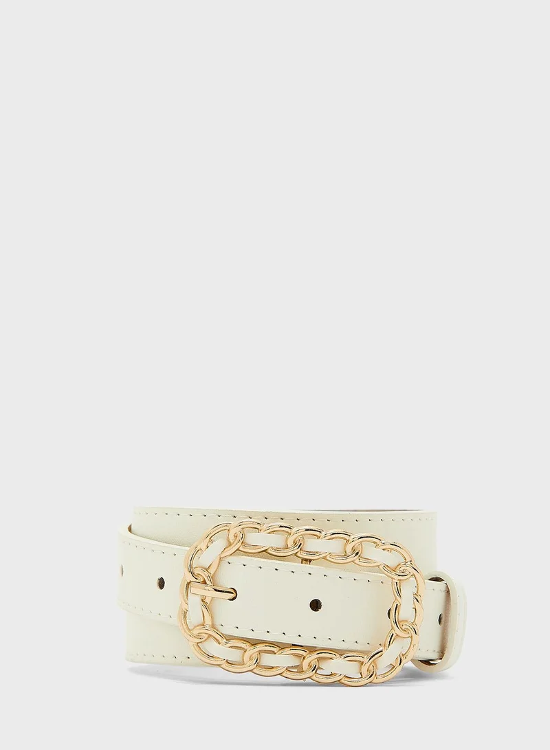 Ginger Pu Woven Chain Buckle Belt