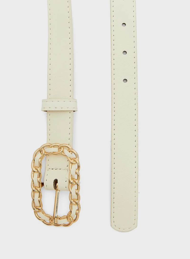 Ginger Pu Woven Chain Buckle Belt