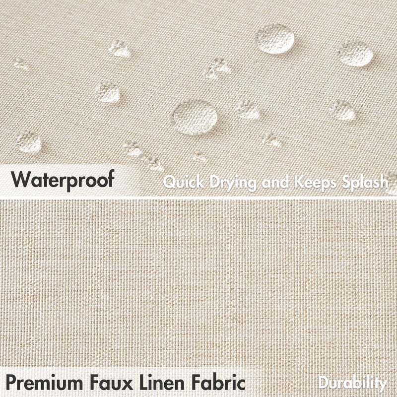 MIULEE Beige Scalloped Shower Curtain Linen Textured with 12 Metal Hooks Cute Heavy Duty Washable Waterproof Neutral Thick Cloth Shower Curtains with Black Border for Bathroom Bathtub,W72*L72 Cream - Image 4