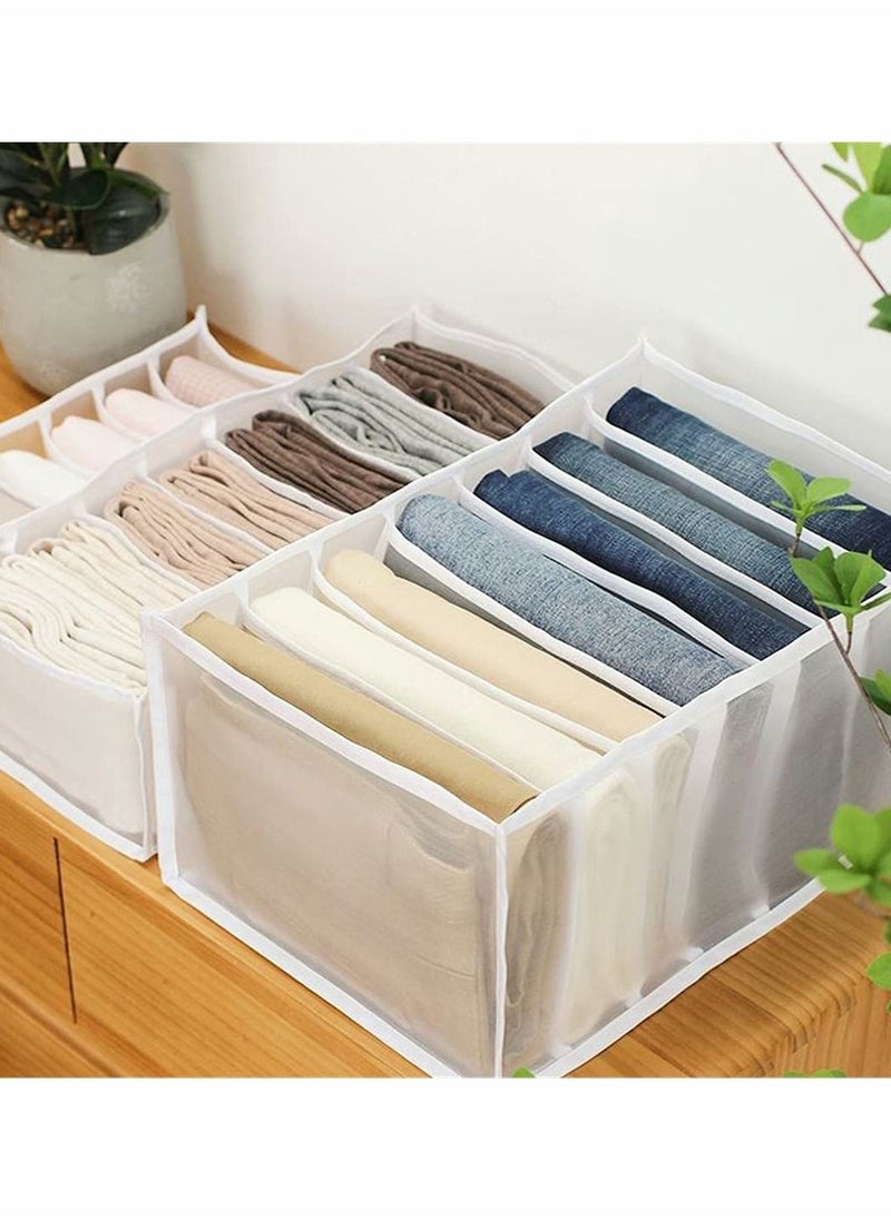 KASTWAVE - Folding Drawer Organizers, 7 Grid Compartment Storage Box Closet Clothes Drawer Mesh Separation Box - Image 1