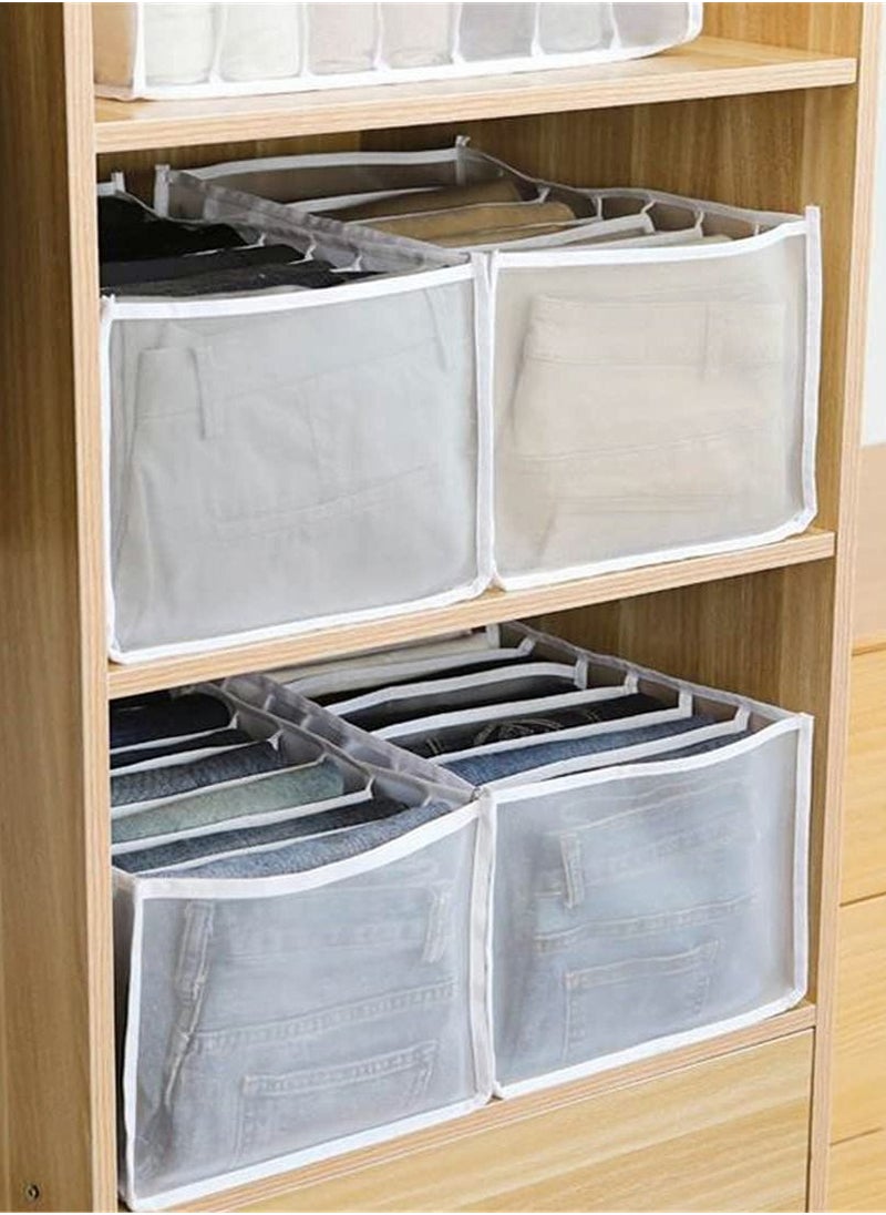 KASTWAVE - Folding Drawer Organizers, 7 Grid Compartment Storage Box Closet Clothes Drawer Mesh Separation Box - Image 1