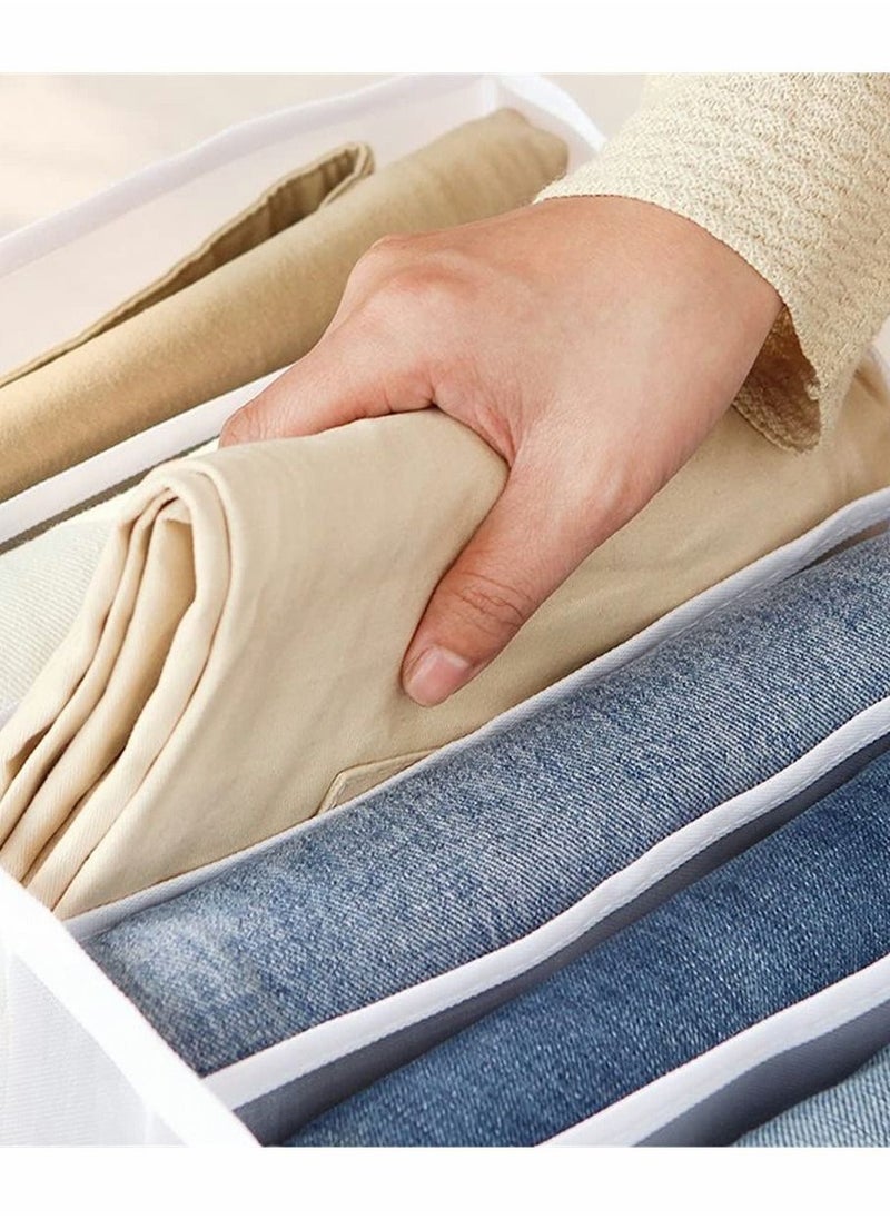KASTWAVE - Folding Drawer Organizers, 7 Grid Compartment Storage Box Closet Clothes Drawer Mesh Separation Box - Image 1
