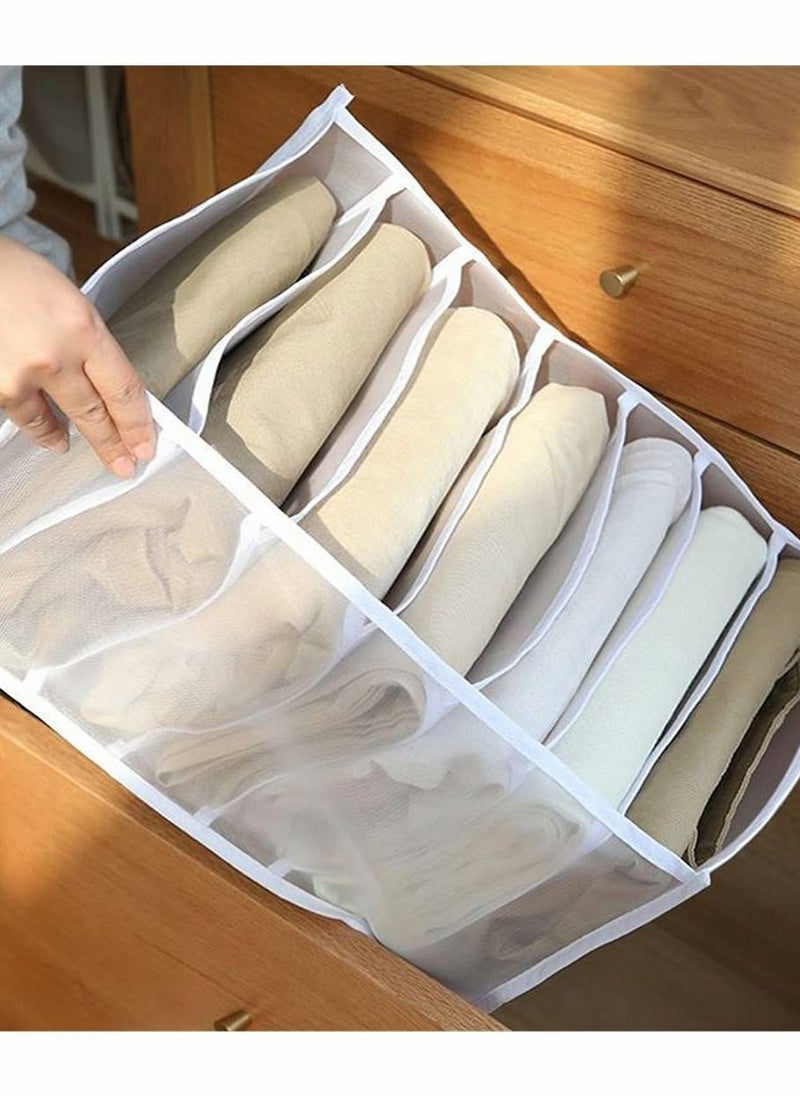 KASTWAVE - Folding Drawer Organizers, 7 Grid Compartment Storage Box Closet Clothes Drawer Mesh Separation Box - Image 1