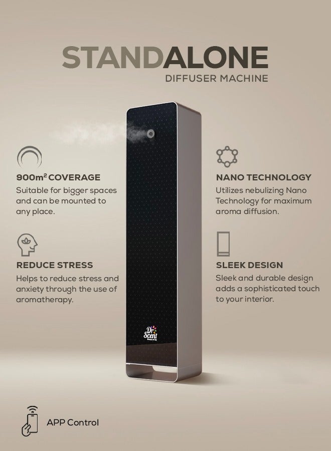 Dr Scent Essential Oil Diffuser Machine - Standalone Aromatherapy Device - Large Area Scent | 900m² - 2700m³ Coverage area Whisper-Quiet Operation | Elegant Design - Image 3