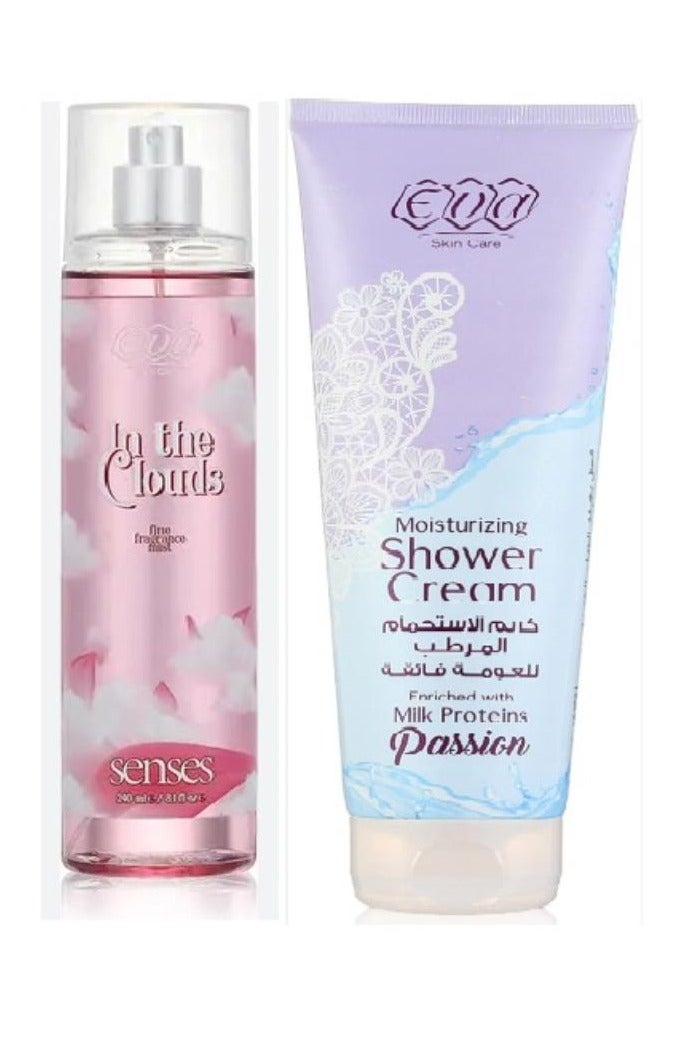 Eva Skin Care Moisturizing Shower Cream Enriched With Milk Proteins Passion 250ml+Eva Skin Care Senses Fine Fragrance Mist In the Clouds 240 ml - Image 1