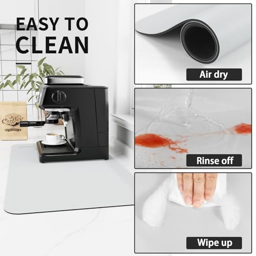 HotLive Coffee Mat - Absorbent Hide Stain Rubber Backed Dish Drying Mat for Kitchen Counter - Bar Mats for Countertops Accessories Fit Under Coffee Maker Espresso Machine - Image 4