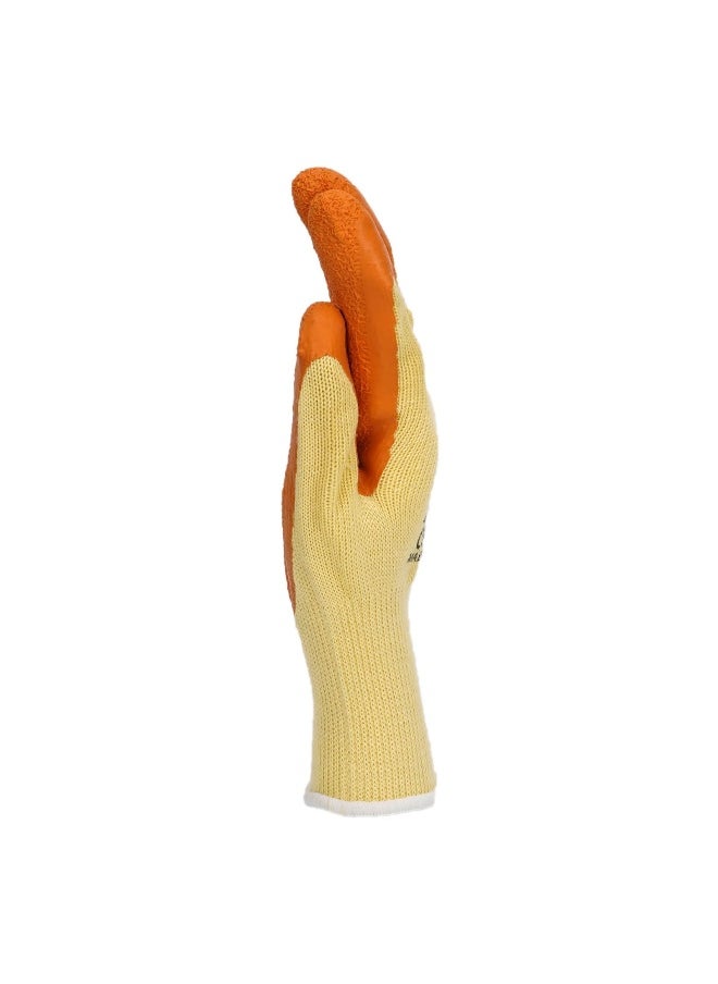 TAHA SAFETY - TAHA SAFETY L1103 Orange Latex Foam Safety Gloves | Comfortable White Polyester Base, High Grip for Industrial Use, Lightweight, Flexible, Snug Fit for Construction, Warehouse & General Hand Protection | 1 Pair - Image 1