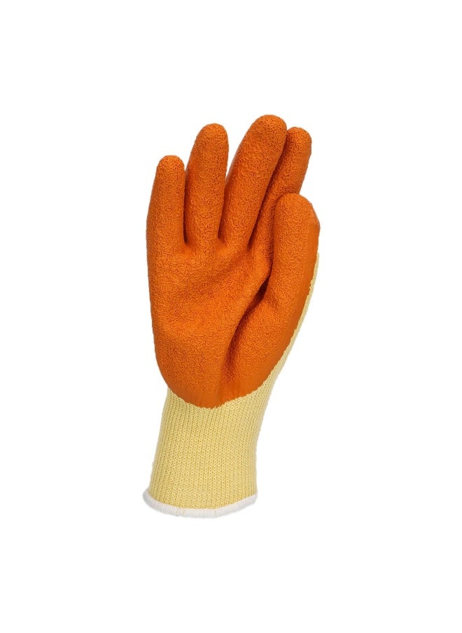 TAHA SAFETY - TAHA SAFETY L1103 Orange Latex Foam Safety Gloves | Comfortable White Polyester Base, High Grip for Industrial Use, Lightweight, Flexible, Snug Fit for Construction, Warehouse & General Hand Protection | 1 Pair - Image 1