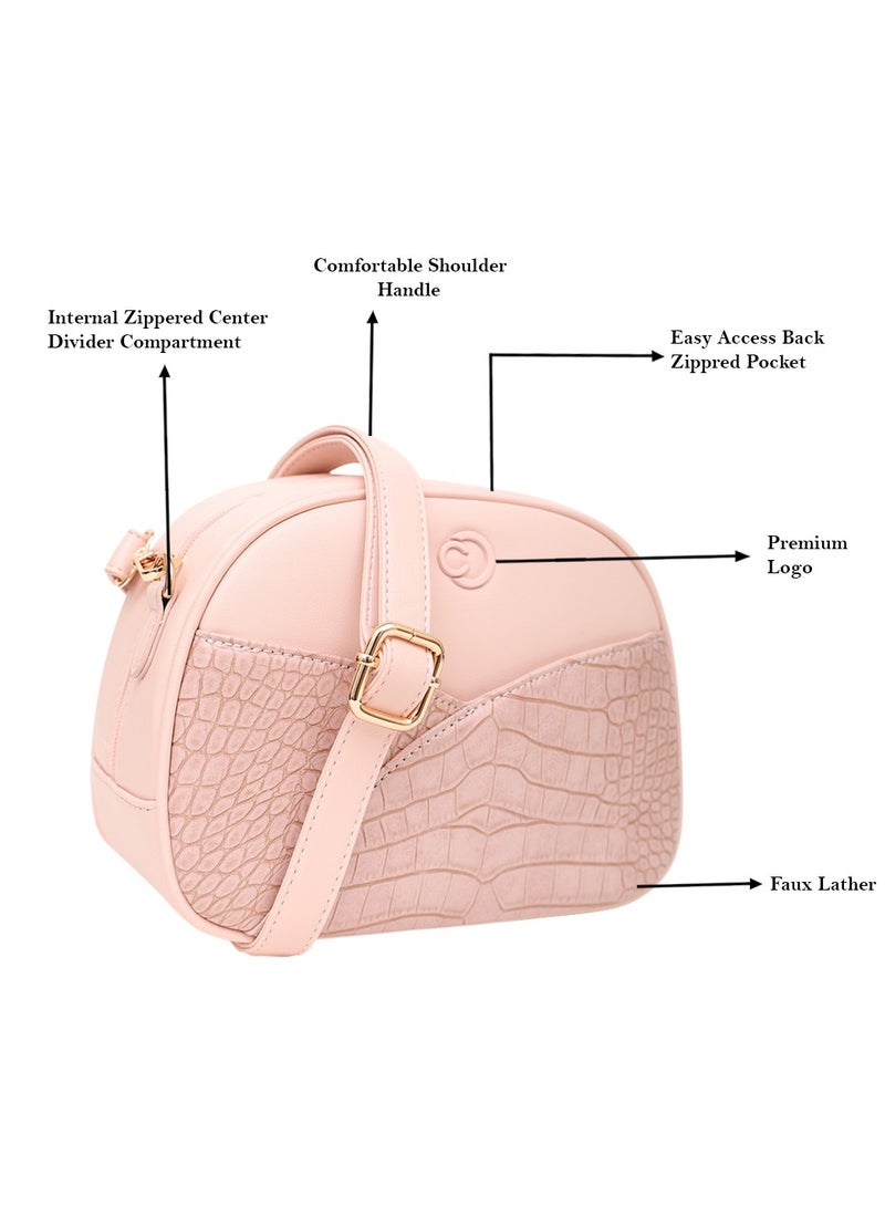 كابريسي كابو  حقيبة كروكو صغيرة من الجلد الصناعي بلون أحمر الخدود - Image 3