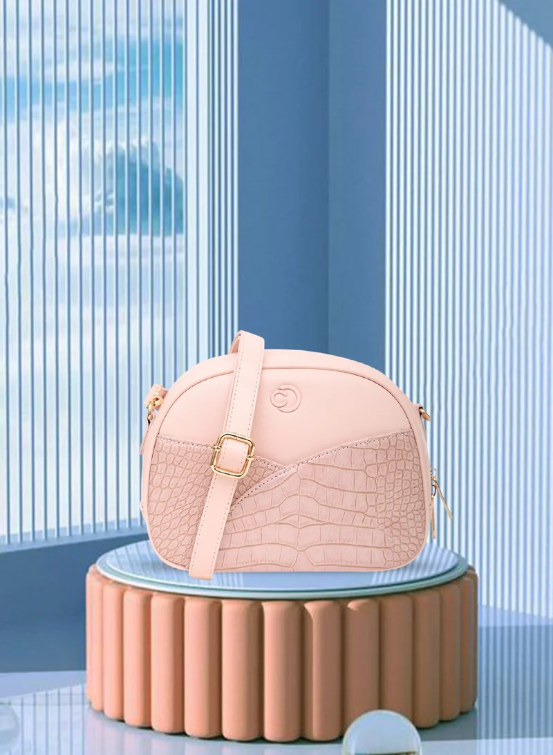 CAPRESE Caprese Cabo Croco Blush Faux Leather Small Sling Bag