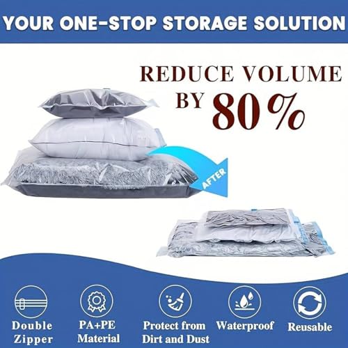 HSR 3 Pack Space Saver Vacuum Storage Bags for Clothing Travel, Vacuum Seal Compression Bags for Clothes, Packing, Luggage, Blankets, Comforters and Pillows (Without Pump) - Image 5