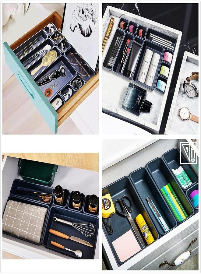 NVF Drawer Organiser Trays, 8 Pieces Acrylic Plastic Plain Kitchen Drawer Black, Multiple Sizes, Kitchen Cutlery Storage - Image 5