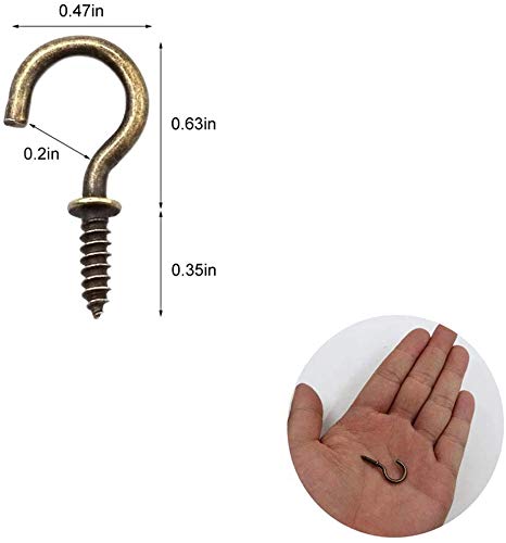 IDEALSV Small Screw Hooks 5/8 Inch 160 Pcs Screw Ceiling Hooks Christmas Lights Hooks Jewelry Hooks Cup Hooks for Hanging Bronze - Image 2