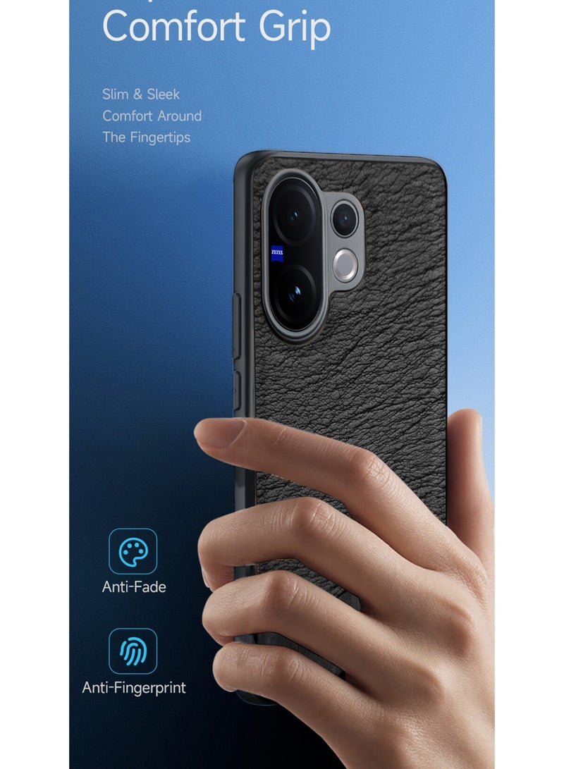 Wtech vivo V60 5G 2025 Premium PU Leather Shockproof Soft Rubber Case Cover (MCFLSN) - Black - Image 2