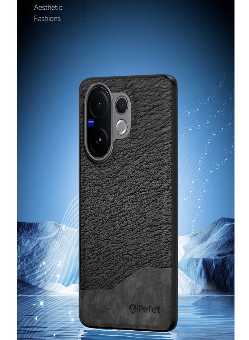 Wtech vivo V60 5G 2025 Premium PU Leather Shockproof Soft Rubber Case Cover (MCFLSN) - Black - Image 4