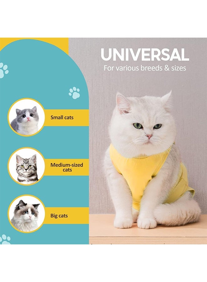 Cat Surgery Recovery Suit Kitten Onesie for Cats After Surgery Female Breathable Kitty Spay Suit for Abdominal Wound Skin Diseases E-Collar Alternative Wear(Yellow,L) - Image 4