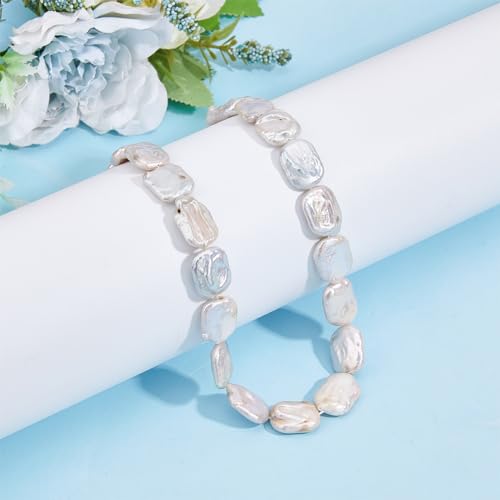 Hobbspring Baroque Pearl Beads Natural Irregular Cultured Freshwater Pearl Loose Bead Faint Yellow White Flat Rectangle Beads for Earrings Necklaces Bracelets Jewelry Making(1 Strand) - Image 5