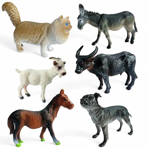 SHAKTISM Farm Animal Toys Set – Realistic Farm Animal Figures for Kids, Educational Playset for Ages 3+ – Durable Plastic Toy Animals for Preschool & Toddler Learning (1205 Mini Farm 6Pc) - Image 1