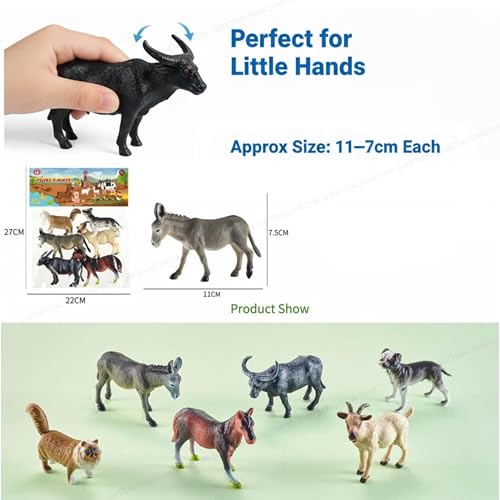SHAKTISM Farm Animal Toys Set – Realistic Farm Animal Figures for Kids, Educational Playset for Ages 3+ – Durable Plastic Toy Animals for Preschool & Toddler Learning (1205 Mini Farm 6Pc) - Image 5