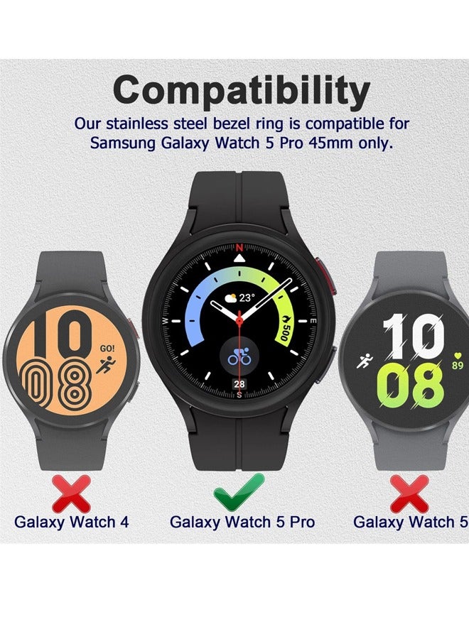 Excefore Bezel Loop Compatible for Samsung Watch 5 Pro Bezel Ring, Stainless Steel Anti Scratch Adhesive Frame Lightweight Watch Bezel Cover for Galaxy Watch 5 Pro 45mm - Image 2