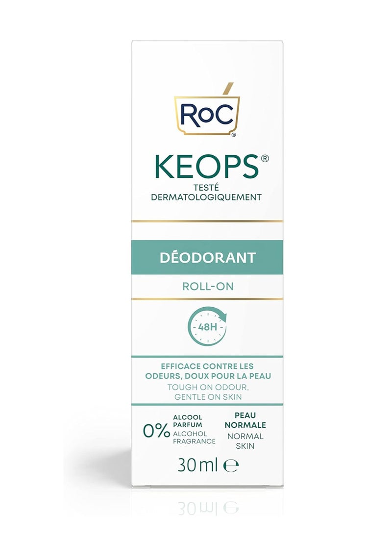 RoC - KEOPS Roll On Deodorant for Normal Skin Anti Perspirant Deodorant 48 Hours Effectiveness Effective Sweat Reduction Alcohol free and Fragrance Free 30 ml - Image 1