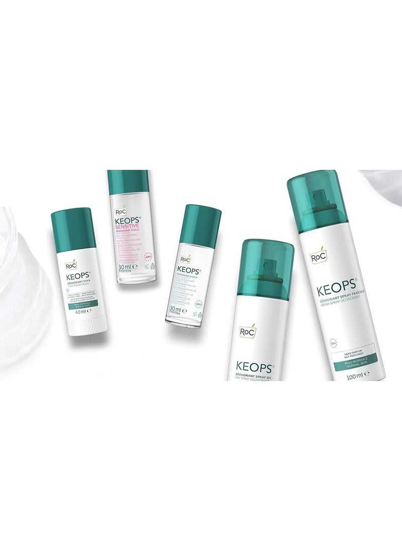 RoC - KEOPS Roll On Deodorant for Normal Skin Anti Perspirant Deodorant 48 Hours Effectiveness Effective Sweat Reduction Alcohol free and Fragrance Free 30 ml - Image 1