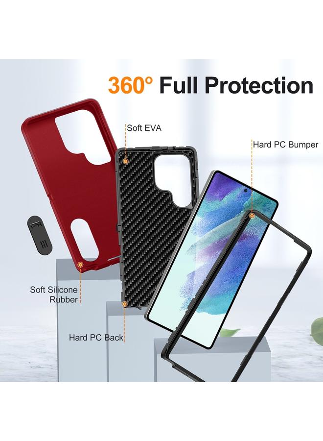 S-TOP Case For Samsung Galaxy S25 Ultra 5G Rugged PC Hybrid Silicone Phone Case with Holder - Image 4