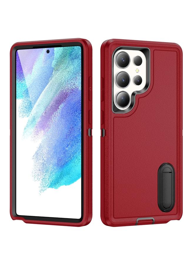 S-TOP Case For Samsung Galaxy S25 Ultra 5G Rugged PC Hybrid Silicone Phone Case with Holder - Image 1