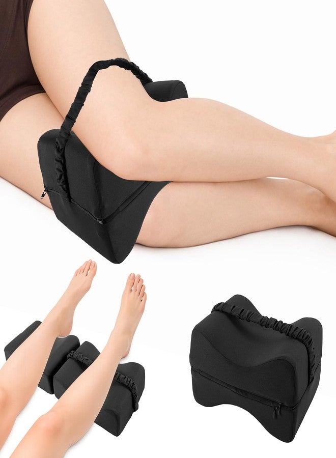 FDFuZhao Knee Pillow for Side Sleepers Foldable 2-in-1 Design, Memory Leg Pillow for Side Sleeping, Thigh Pillow with Strap & Removable Cover, Knee Support Pillow for Relax Sciatica, Back, Hip, Pregnancy - Image 1