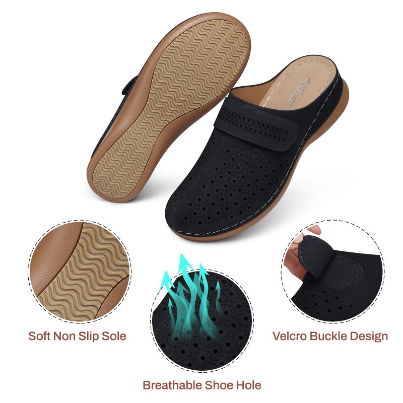SHIBEVER Clogs for Women Mules Shoes: Comfortable Slip On Closed Toe Sandals Summer Casual Walking Platform Slides Black Size 8 - Image 5