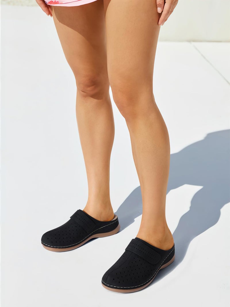 SHIBEVER Clogs for Women Mules Shoes: Comfortable Slip On Closed Toe Sandals Summer Casual Walking Platform Slides Black Size 8 - Image 3