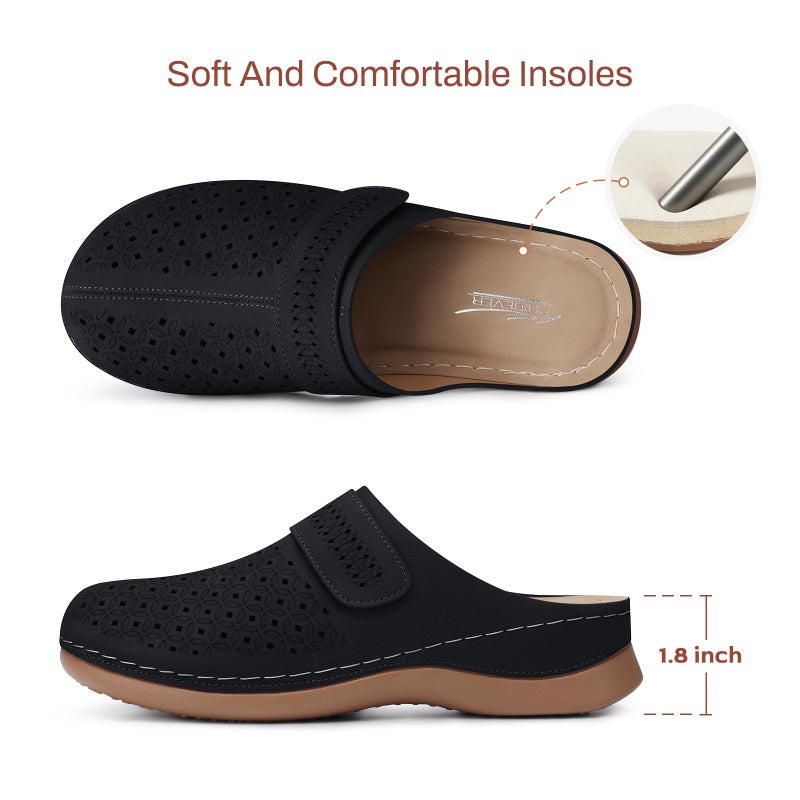 SHIBEVER Clogs for Women Mules Shoes: Comfortable Slip On Closed Toe Sandals Summer Casual Walking Platform Slides Black Size 8 - Image 4